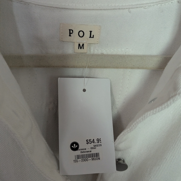 POL White Distressed Shacket NWT - Picture 2 of 5